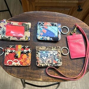 Vera Bradley and one Coach badge holder/key chain/card holders